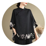 Oversized Summer Pullover T-Shirt Tops Women Print Patchwork Fashion Casual Loose Pleated Ladies Blouses Short Sleeve Woman Tops RT220