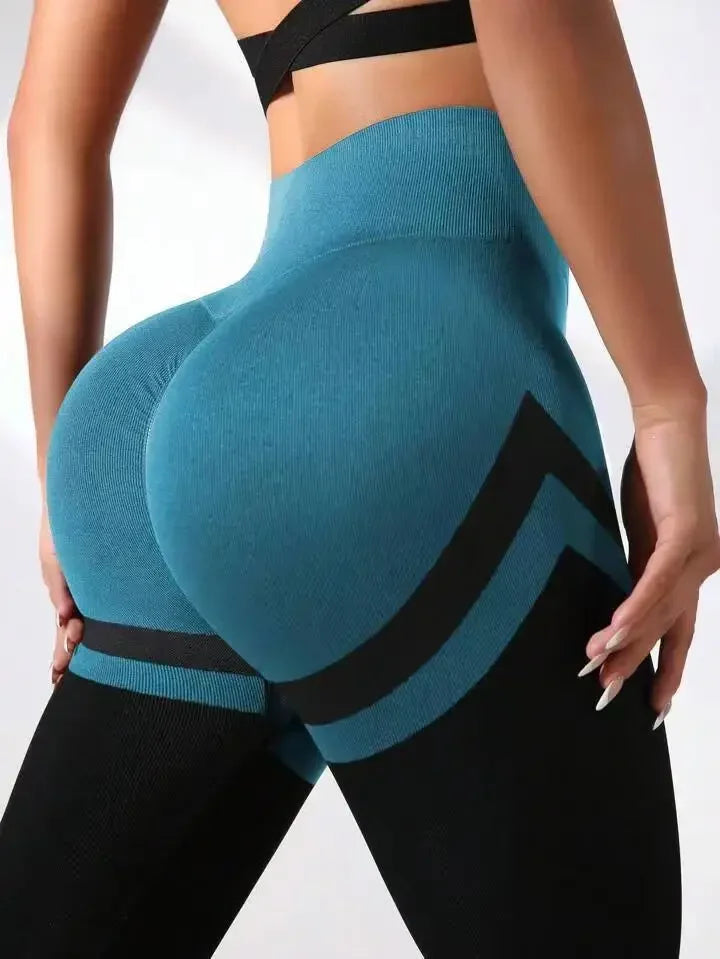 Seamless Stripes Leggings High Waist Butt Lift Leggings Women High Elastic Fitness Fashion Sports Pants Gym Cycling Yoga Tights RT220