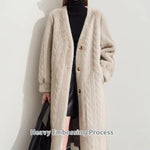 Women Fur Cardigan Thickened Long2025Spring And Autumn V-neck Jacket Female Loose Simple Leisure With Buttons Faux Fur Mink Coat RT220