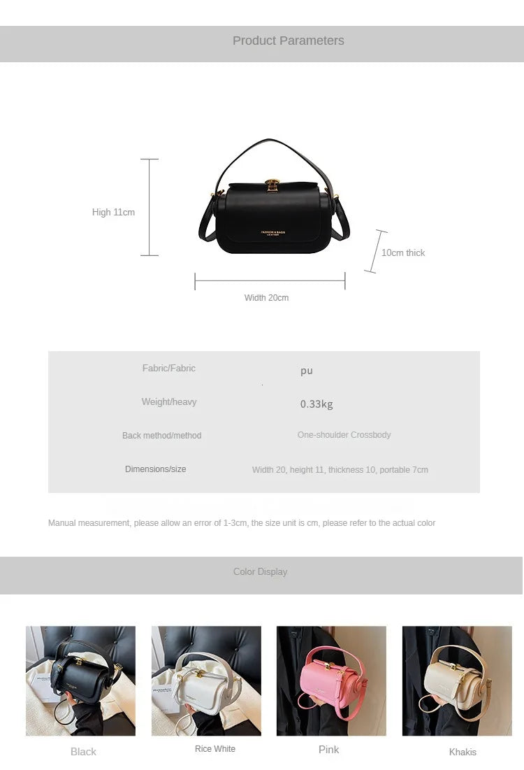 Classic Black Shoulder Bag Women's Versatile Retro Crossbody Square Bags 2024 New Large Capacity Textured Leather Flap Handbags RT220