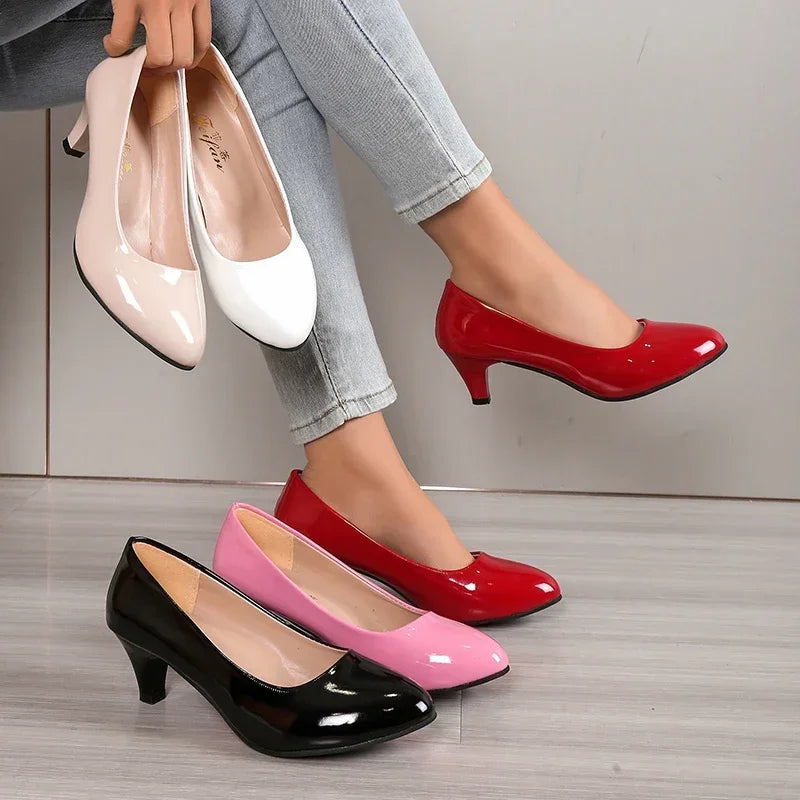 New Women High Heels Nude Shallow Mouth Pumps Fashion Shoes Office Work Party Shoes Ladies Wedding Shoes Solid Color Heels Women RT220