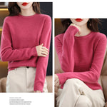 100% Merino Wool Knitted Sweater Autumn/Winter 2024 New Women's Round Neck Hollow Top 11 Color Pullover Versatile Coat NJR1107 RT220