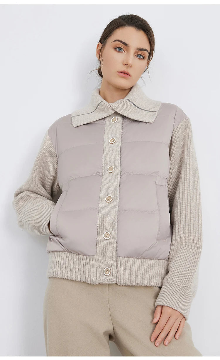 BC930 100% wool and white goose down spliced down jackets for women of high quality from luxury brands coats RT220