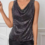 Women Top Shiny Glitter Sequin Sleeveless T-shirt Vest Tank Tops Fashion Sexy Camis New Cocktail Party Clubwear Evening T-shirts RT220