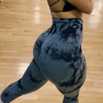 Women Gym Tie Dye Leggings Butt Lifting Fitness Yoga Athletic Scrunch Pants Elastic Workout Training Sports Tights RT220
