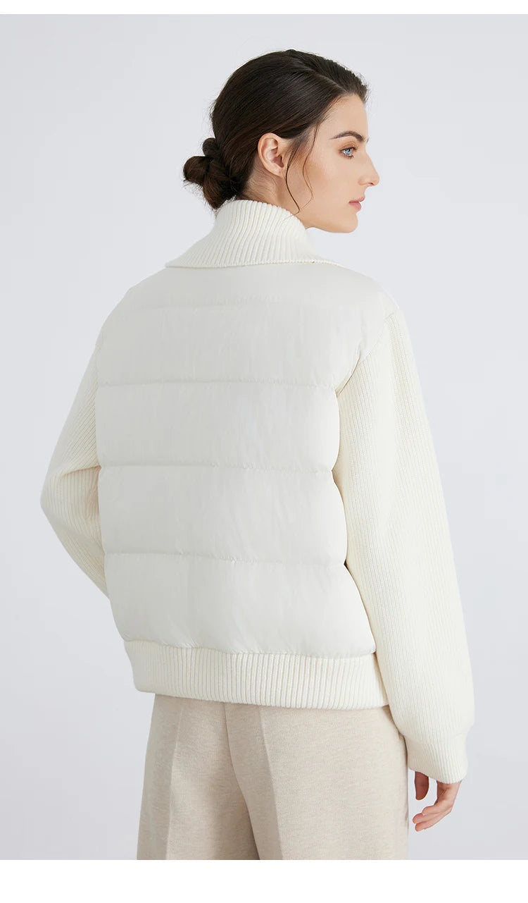 BC930 100% wool and white goose down spliced down jackets for women of high quality from luxury brands coats RT220