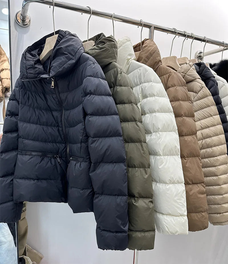 Winter New Down Coats Puffer Jacket Women Simple Casual Elegant Outerwears Stand-up Collar Thick Slim Warm Short Down Jackets RT220