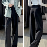 Elegant Wide Leg Pants Women Korean Style High Waist Black Baggy Pants Office Ladies Fashion Loose Suit Trousers Streetwear 2024 RT220