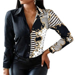 Office Lady Shirt Leopard Single Breasted Spring Autumn Temperament Lapel Blouse for Daily Wear RT220