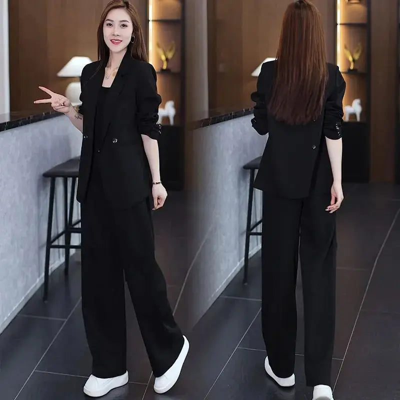 Women's 2025 Spring New Fashionable and Stylish Professional Suit Two Piece Set Korean Elegant Casual Suit Pants Two Piece Set RT220