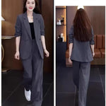 Women's 2025 Spring New Fashionable and Stylish Professional Suit Two Piece Set Korean Elegant Casual Suit Pants Two Piece Set RT220