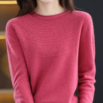100% Merino Wool Knitted Sweater Autumn/Winter 2024 New Women's Round Neck Hollow Top 11 Color Pullover Versatile Coat NJR1107 RT220