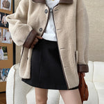 [LANMREM] Faux Fur Thick Warm Coats Lapel Single Breasted Office Lady Elegant Female Outwear Fashion 2025 Winter New 26C1095 RT220