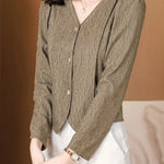 Fashion V-Neck Womens Shirts And Blouse 2025 Spring Autumn Simplicity Streetwear Tops Women Elegant Slim Casual Clothing Femme RT220