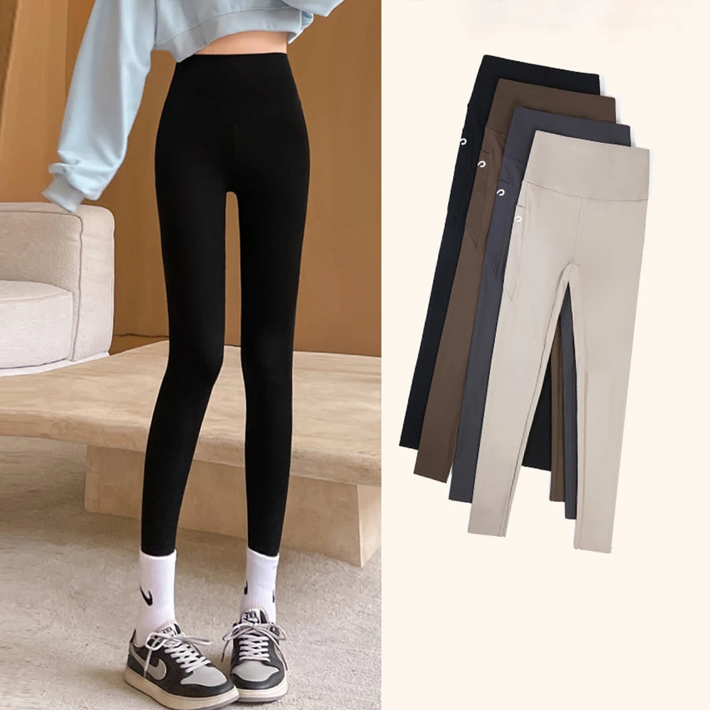 Mia Muse Autumn Winter Women's Leggings High Waist Letter Print Butt Lift Athletic Fitting Slim Basics Pants RT220