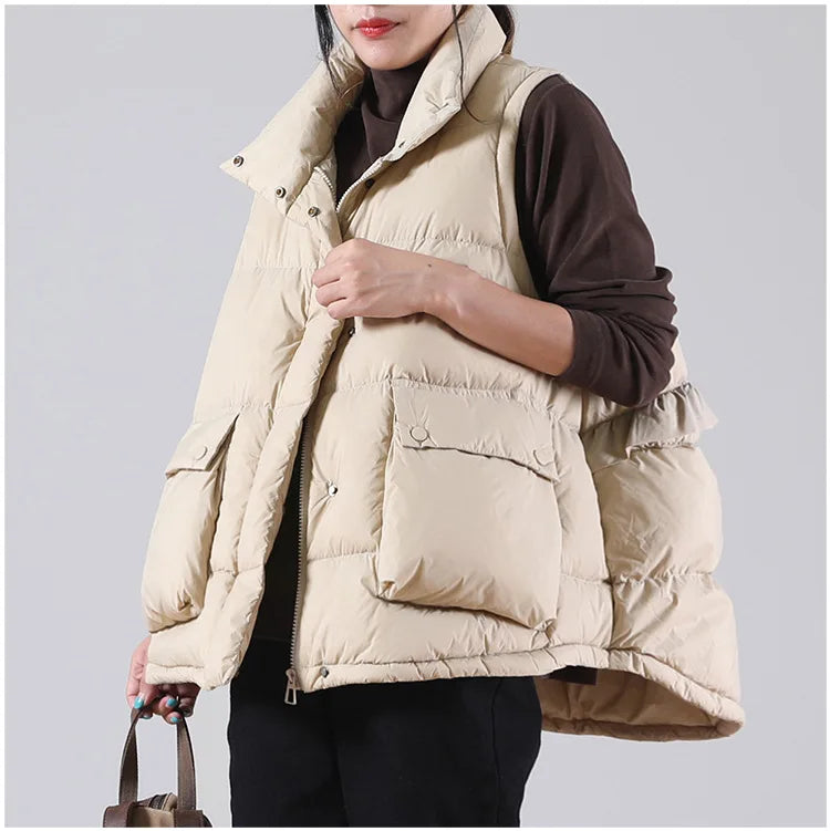 Winter Ultra Light Thin Duck Down Vest Feather Jacket Women Quilted Short Warm Basic Casual Oversize Waistcoat RT220