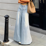 Woman High Waist High Street Wide Leg Jeans Female Loose Designer Pants Girls Fashion Y2k Blue Light Blue Gothic Denim Trousers RT220