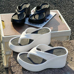 7CM Women's High Heeled Slippers Fashion Street Slides Outdoor Flip Flops Light EVA Comfortable Heightening Shoes RT220