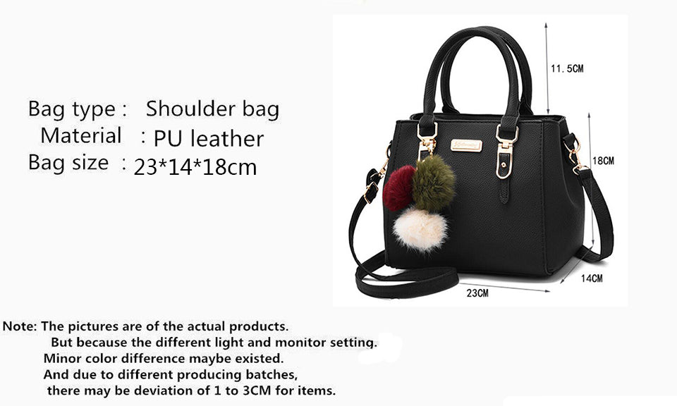 Yogodlns Women Beading Pendant Handbag Ladies Embossed Shoulder Bag Ladies Messenger Bag Hairball Bags High Quality Bag RT220