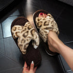 Women’s Cross Band Fur Slippers Indoor Furry Fuzzy Open Toe Shoes Home Cozy Warm Slides Double Straps Slipper Soft Sole Non Slip RT220