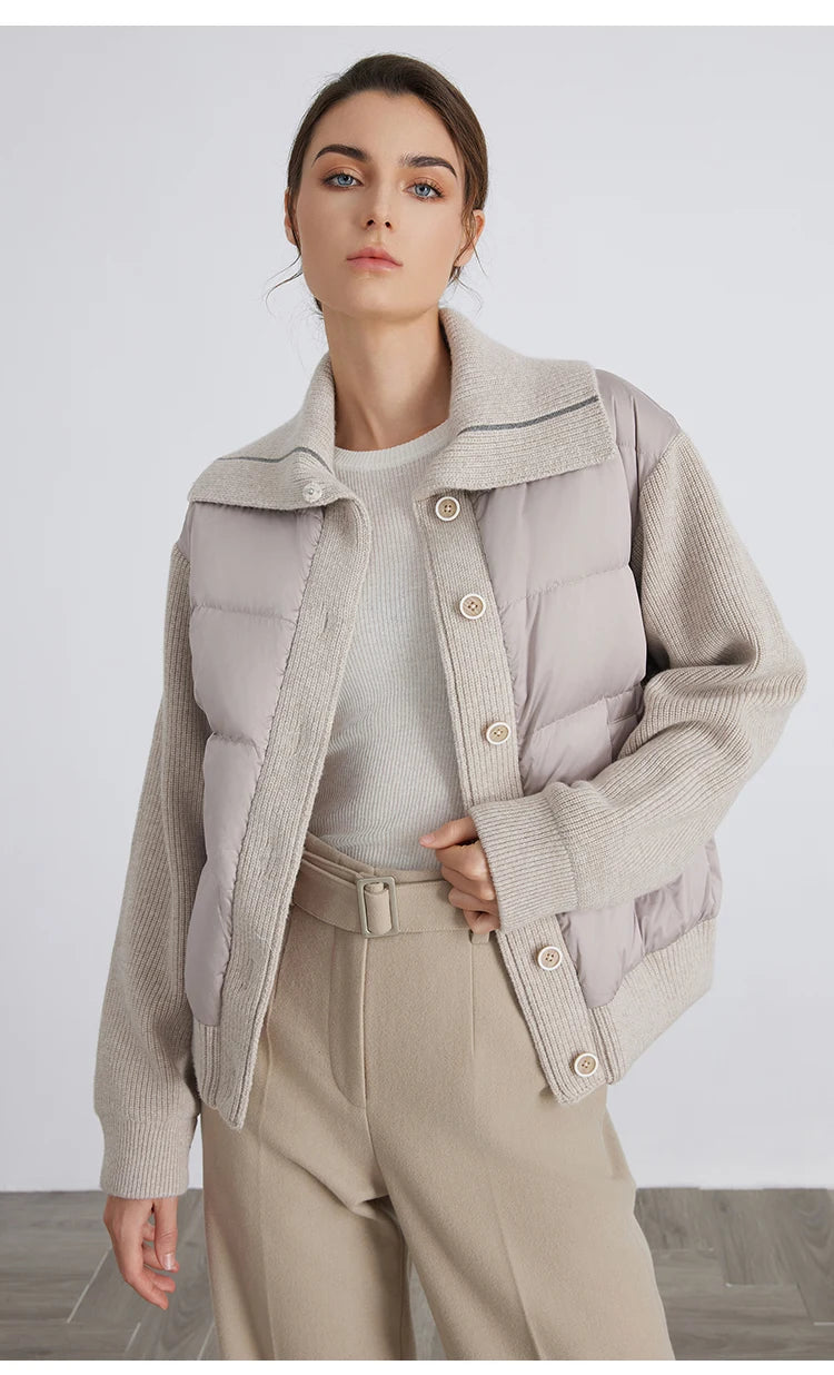 BC930 100% wool and white goose down spliced down jackets for women of high quality from luxury brands coats RT220