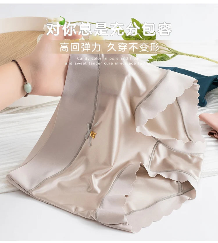 Silk Panties Nice Briefs Soft Underwear Women's Mid rise Elegance Girls Sexy Lingerie RT220