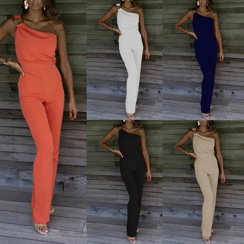 2024 Summer Europe and The United States Sexy Women's Solid Color Nightclub Jumpsuit Casual Pants RT220