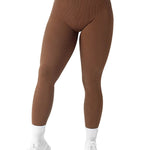 Women's Solid Color High Waist Simple Yoga Fitness Daily Ribbed Sports Cycling Leggings RT220