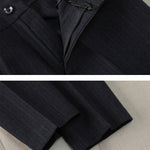 Women Pant Suit Office Ladies Female Business Work Wear 2 Piece Set Black Blue Striped Formal Blazer Jacket And Trouser RT220