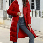 Winter New Hooded Mid Length Slim Fit Warm Long Sleeve Solid Color Jacket For Women,3 Colors RT220
