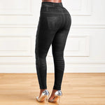 M XXL Faux Denim Leggings Women Clothing Summer High Waist Jeans Oversized Basics Pants Female Casual Slim Trousers RT220