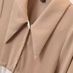 Spliced fake Two-piece Polo Collar Suit Shirt for Women in Summer Loose and Versatile Slim Top RT220