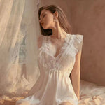 2022 New Sleepwear Women Summer Silk Nightdress Beauty Back Night Dress Home Clothes Nightwear Sleepshirts Satin Negligee RT220