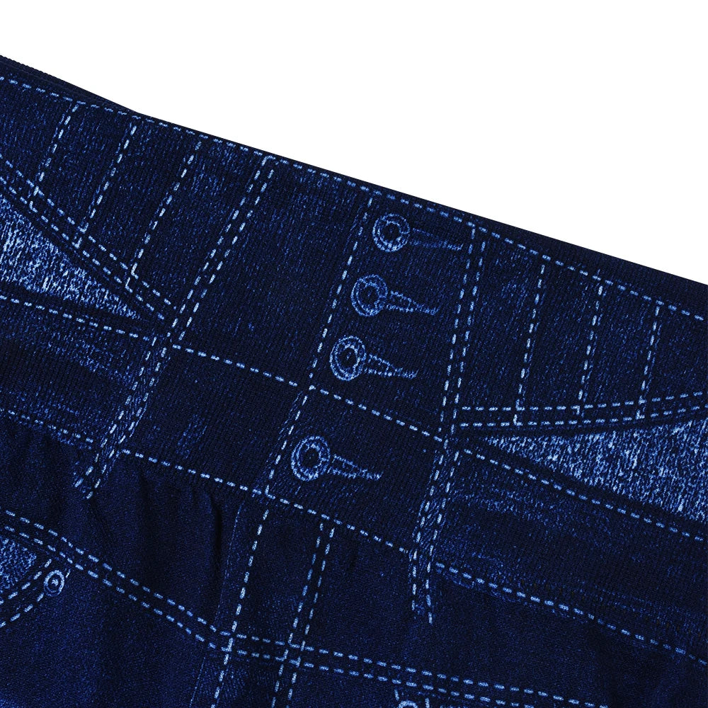 M XXL Faux Denim Leggings Women Clothing Summer High Waist Jeans Oversized Basics Pants Female Casual Slim Trousers RT220