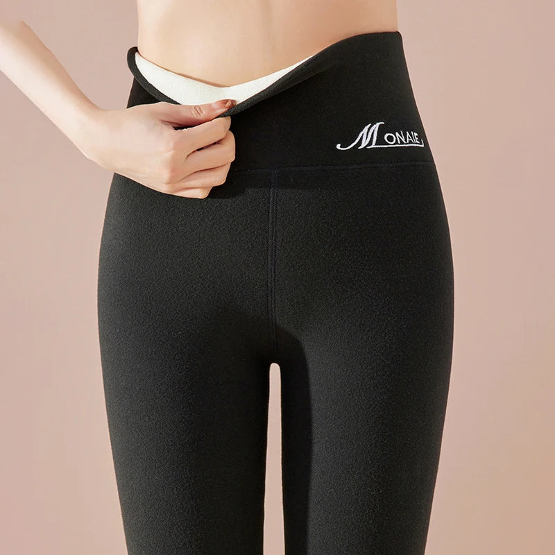 Women Leggings Winter Velvet Thickened Cotton Stretchy Legging High Waist Solid Casual Fleece Warm Tights Pants RT220