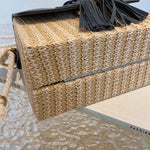 MOODS Straw Beach Bag For Women 2023 Summer New Luxury Designer Handbags Hit Color Tassels Shoulder Crossbody Box Bag Sac A Main RT220