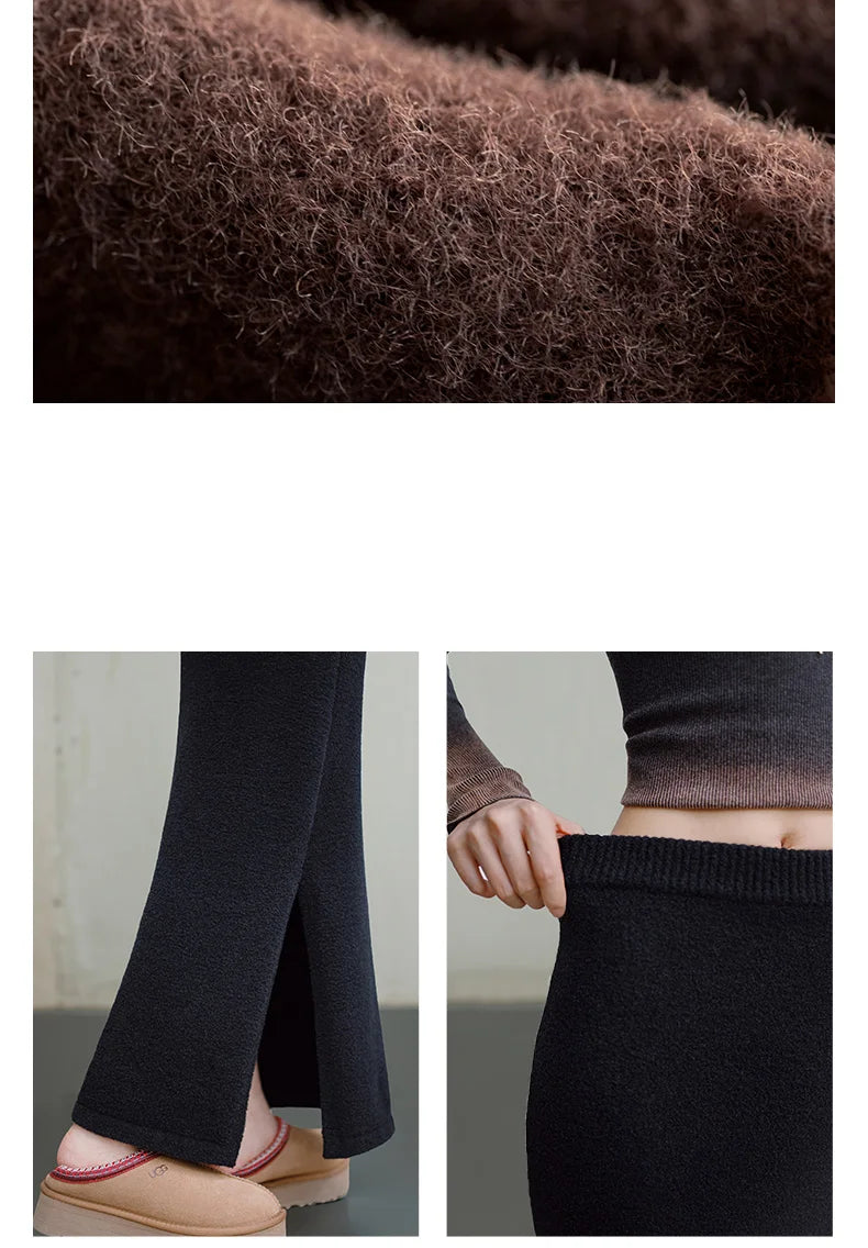 Maden Retro Knitted Skirt Solid Color Slit Fit with Single-side Slit Versatile A - line Skirt for Women's Autumn and Winter RT220