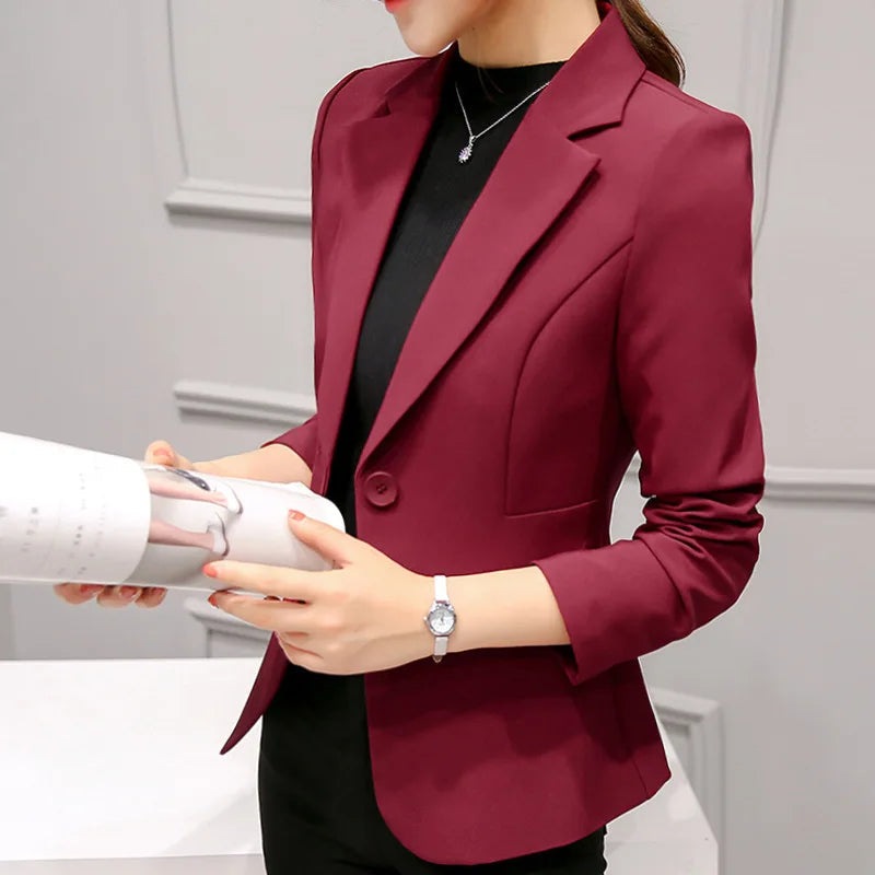 Blazers for Women Notched Blazers for Women New Single Button Slim Chic Suits Office Ladies Long Sleeve Elegant Casual Blazer RT220