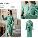 Spring Autumn Long Sleeve Cotton Casual Loose-fit Quick Dry Bathrobe For Women Medium-length Home Use Robe For Young Mothers RT220