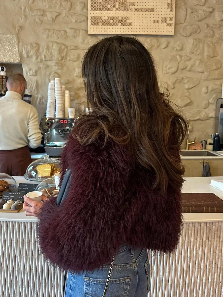 Solid Thicken Fur Coat For Women Long Sleeves Ladies Faux Fur Coats Winter Fashion Elegant Turn Down Collar Female Warm Overcoat RT220