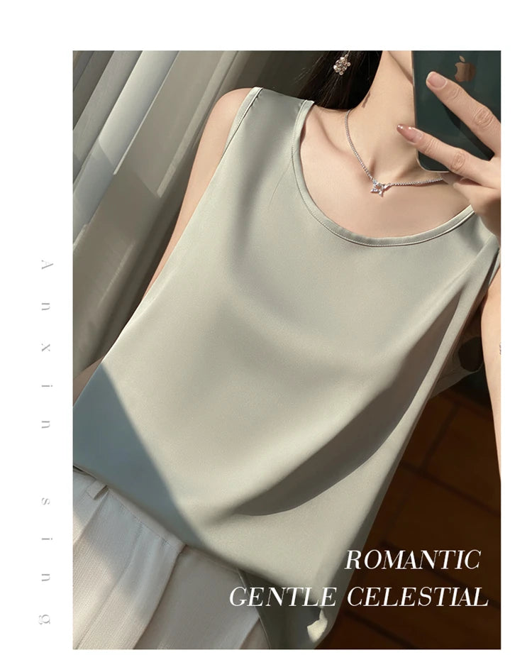 Women Tops Solid Spring Summer Casual Crop Tops Sexy O-neck Tank Tops Office Lady Pink White Top 2024 Fashion Korean Tank Top RT220