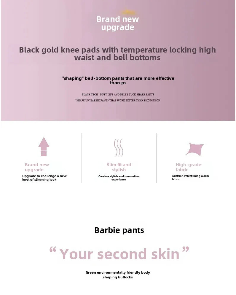 Thickened Black Gold 600g Micro Flared Shark Suit Women's Outerwear High-Waisted Slimming Bell-Bottom Pants High Elasticity RT220