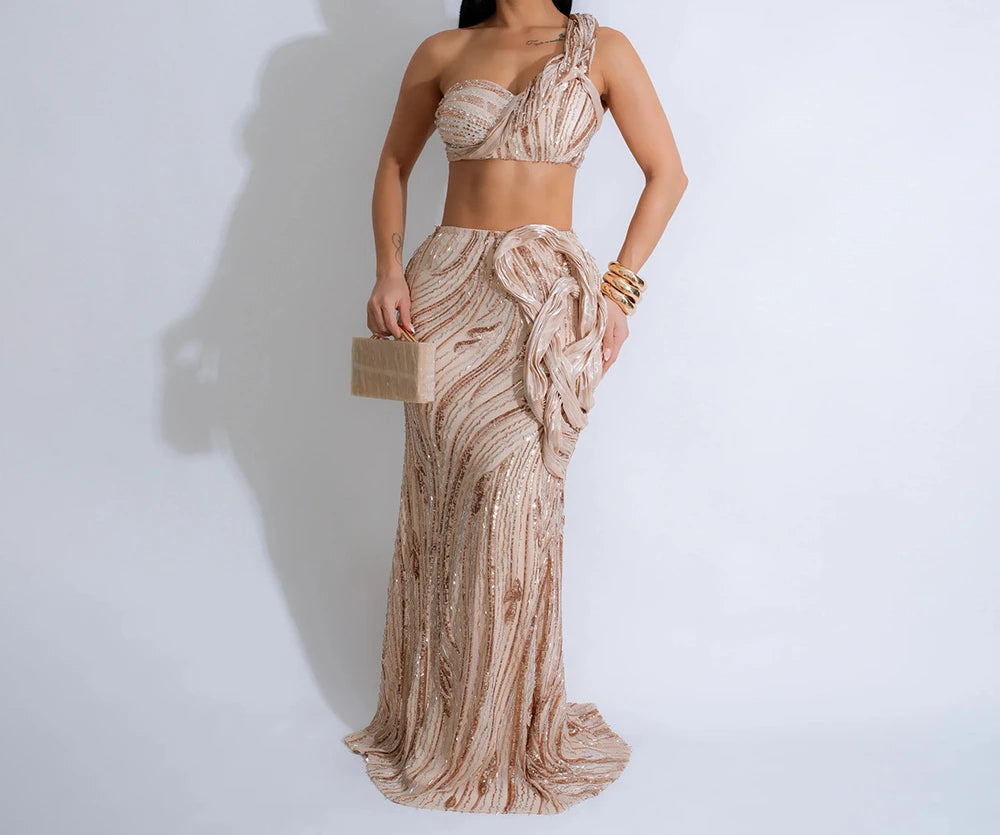 Sexy One-shoulder Long Summer Dress Sequin Birthday Holiday Elegant Party Evening Dresses Luxury Womens Prom Dresses XSY29 RT220