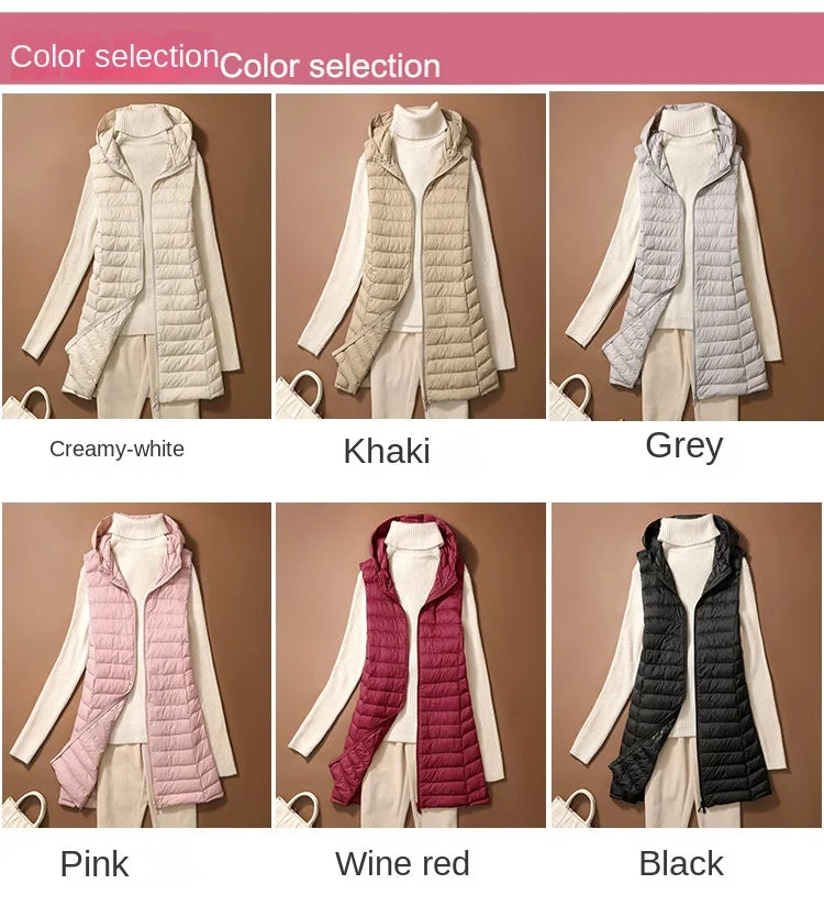 New Fashion Female Sleeveless Jacket Women Winter Light White Duck Down Jacket Slim Puffer Vest Portable Windproof Down Coat RT220