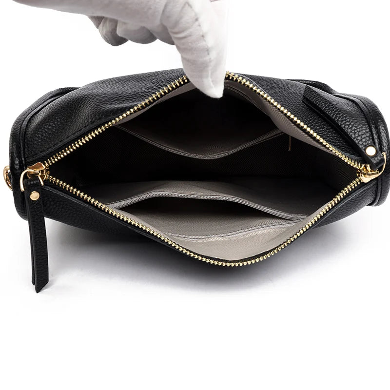 Soft Genuine Leather Messenger Bag Women Design Shoulder Crossbody Bag Purse Fashion Female High Quality Cow Leather Handbag New RT220