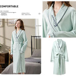 Spring Autumn Long Sleeve Cotton Casual Loose-fit Quick Dry Bathrobe For Women Medium-length Home Use Robe For Young Mothers RT220