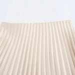 European And American Style 2025 Spring New Women's Retro Slim Temperament Satin Texture Midi Pleated Skirt RT220