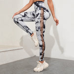 Women Seamless Tie Dye Hollow out Sports Pant Yoga Gym High Waist Workout Leggings Stretchy Women's Activewear RT220