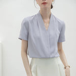 2025 Fashion Summer Short Sleeve V-Neck Women Blouse White Blouse Shirt Women Tops Blouses Shirts Blusas Para Mujer Camisas XL86 RT220