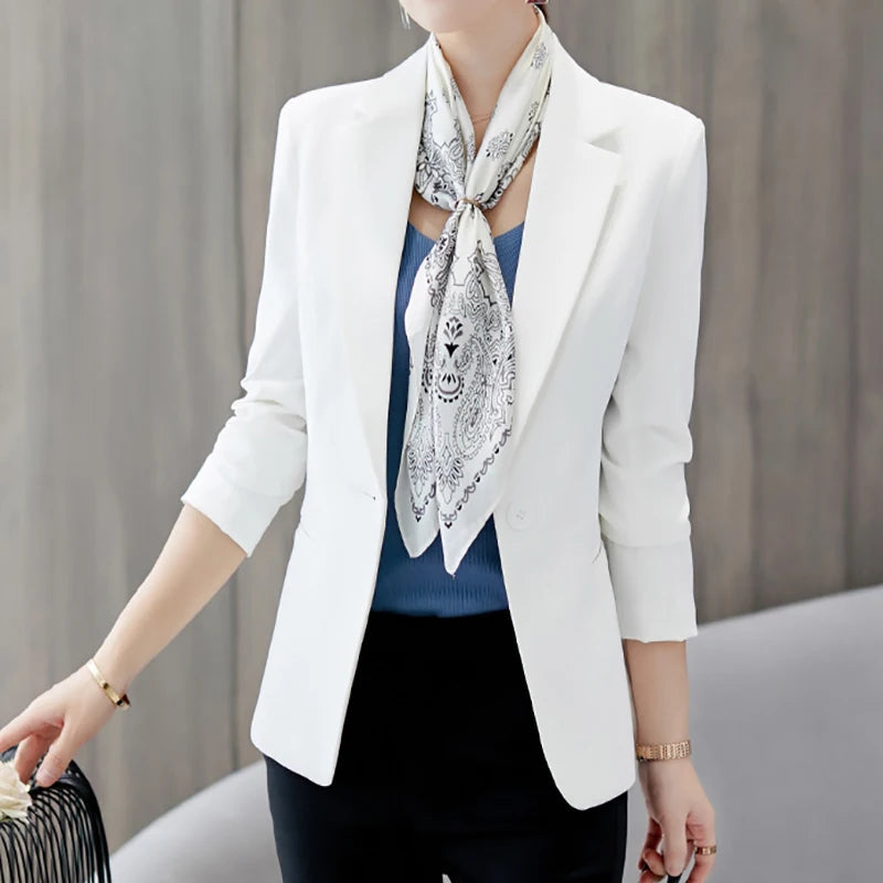 Blazers for Women Notched Blazers for Women New Single Button Slim Chic Suits Office Ladies Long Sleeve Elegant Casual Blazer RT220